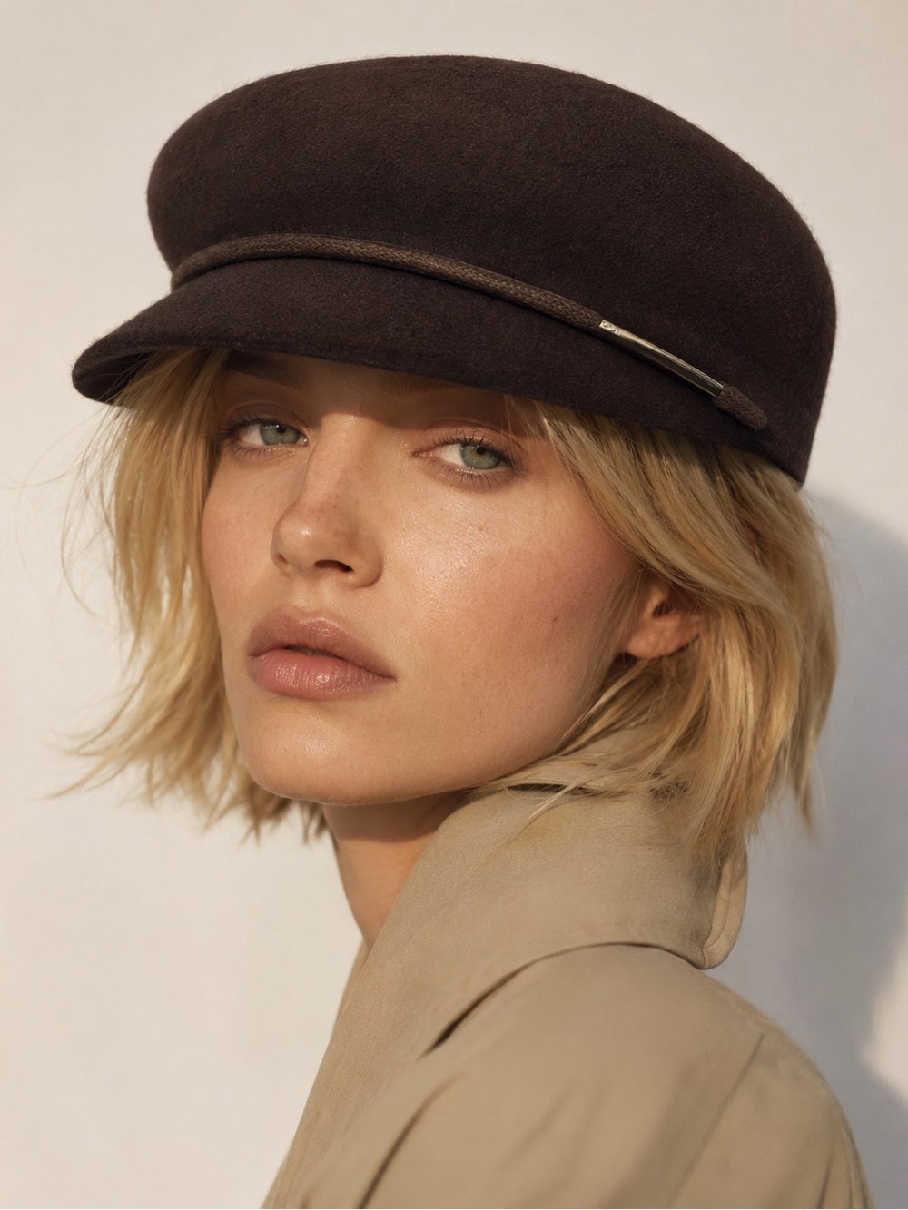 Nine West 100% Wool Vintage-Inspired Newsboy Baker Boy Cabbie Cap Hat Brown - OS